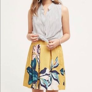 Anthropologie Maeve golden tropical skirt